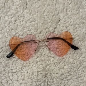 Heart-Shaped Pink and Orange Sunglasses